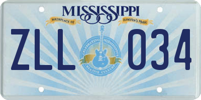 MS license plate ZLL034