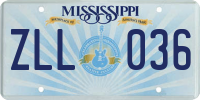 MS license plate ZLL036
