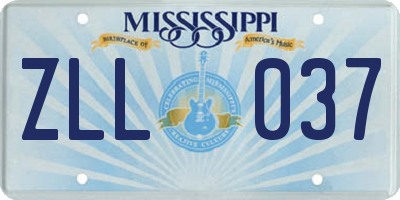 MS license plate ZLL037