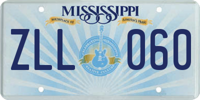 MS license plate ZLL060