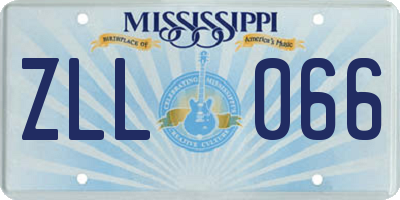 MS license plate ZLL066