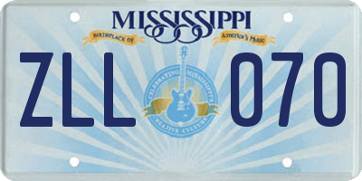 MS license plate ZLL070