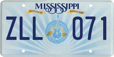 MS license plate ZLL071