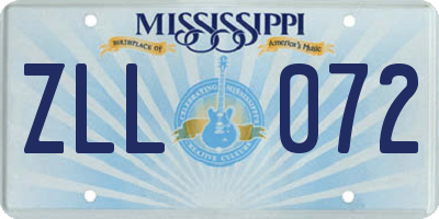 MS license plate ZLL072
