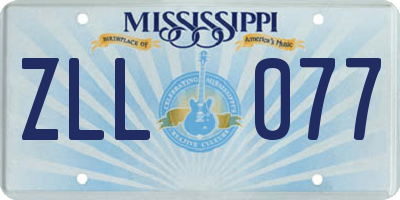 MS license plate ZLL077