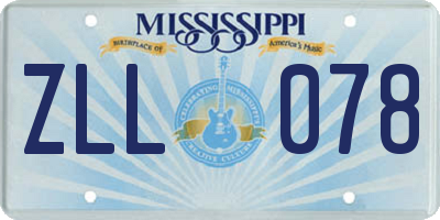 MS license plate ZLL078