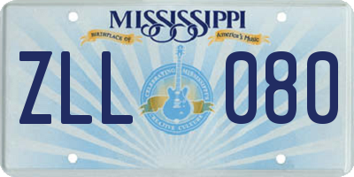 MS license plate ZLL080