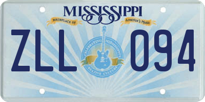 MS license plate ZLL094