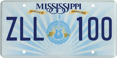 MS license plate ZLL100