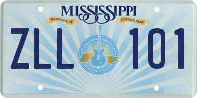 MS license plate ZLL101