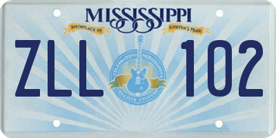MS license plate ZLL102