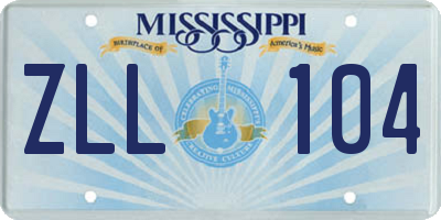 MS license plate ZLL104