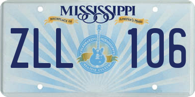 MS license plate ZLL106