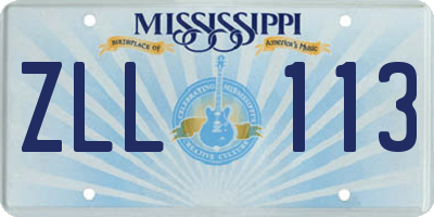 MS license plate ZLL113