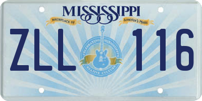 MS license plate ZLL116