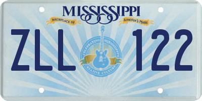 MS license plate ZLL122
