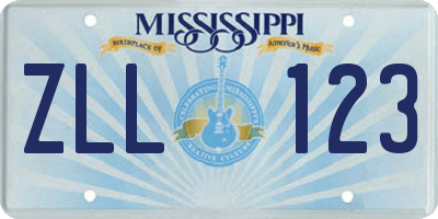 MS license plate ZLL123
