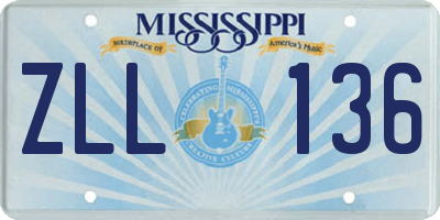 MS license plate ZLL136