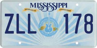 MS license plate ZLL178