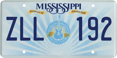 MS license plate ZLL192