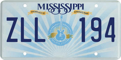 MS license plate ZLL194