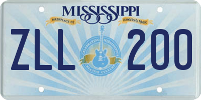 MS license plate ZLL200