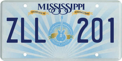 MS license plate ZLL201