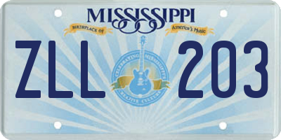 MS license plate ZLL203
