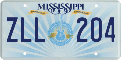 MS license plate ZLL204