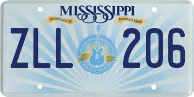 MS license plate ZLL206