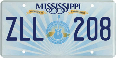 MS license plate ZLL208