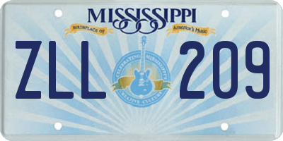MS license plate ZLL209