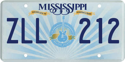 MS license plate ZLL212