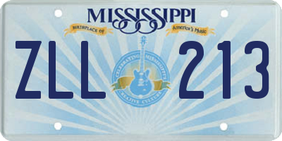 MS license plate ZLL213