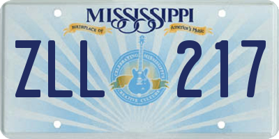 MS license plate ZLL217