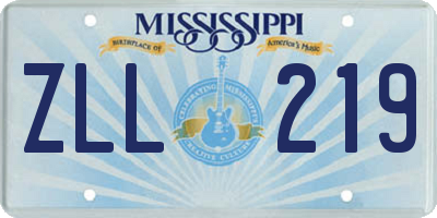 MS license plate ZLL219