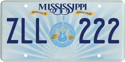 MS license plate ZLL222