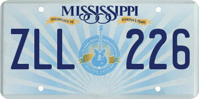MS license plate ZLL226