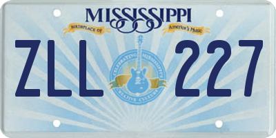 MS license plate ZLL227