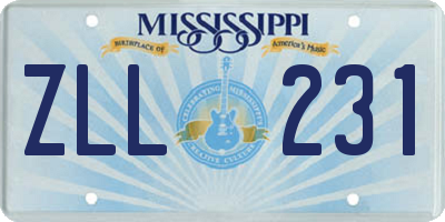 MS license plate ZLL231