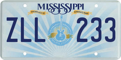 MS license plate ZLL233