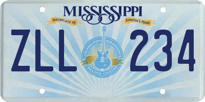 MS license plate ZLL234