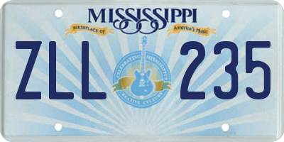 MS license plate ZLL235