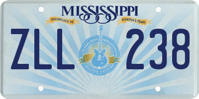 MS license plate ZLL238