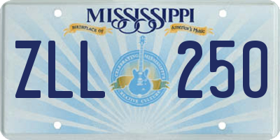 MS license plate ZLL250