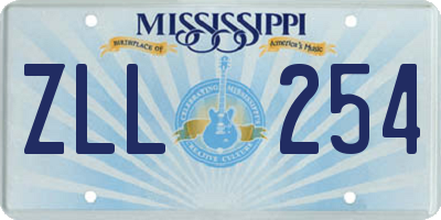 MS license plate ZLL254