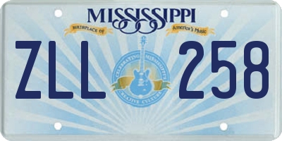 MS license plate ZLL258
