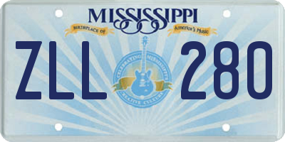 MS license plate ZLL280