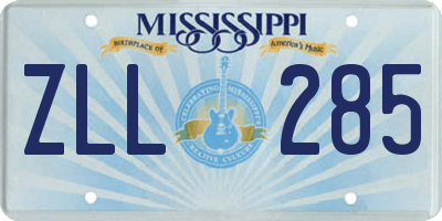MS license plate ZLL285