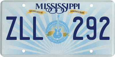 MS license plate ZLL292